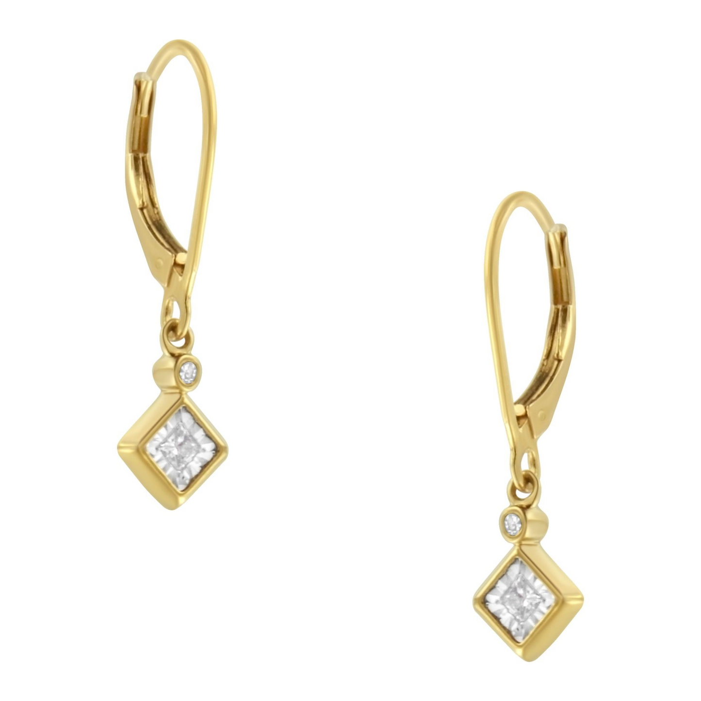 2 Micron 14K Yellow Gold Plating Diamond Dangle Earrings ( 1/3 cttw, J-K Color, I1-I2 Clarity)