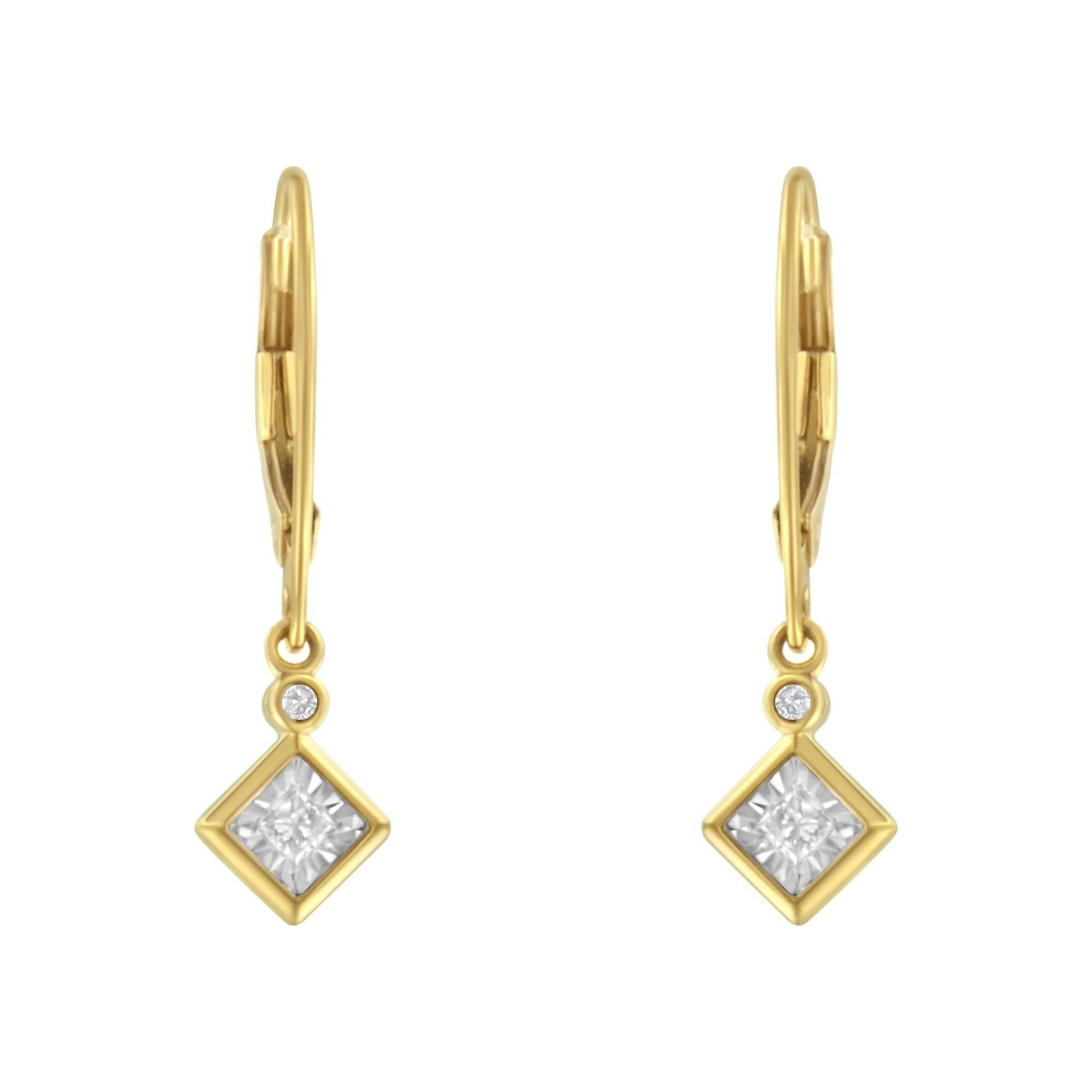 2 Micron 14K Yellow Gold Plating Diamond Dangle Earrings ( 1/3 cttw, J-K Color, I1-I2 Clarity)