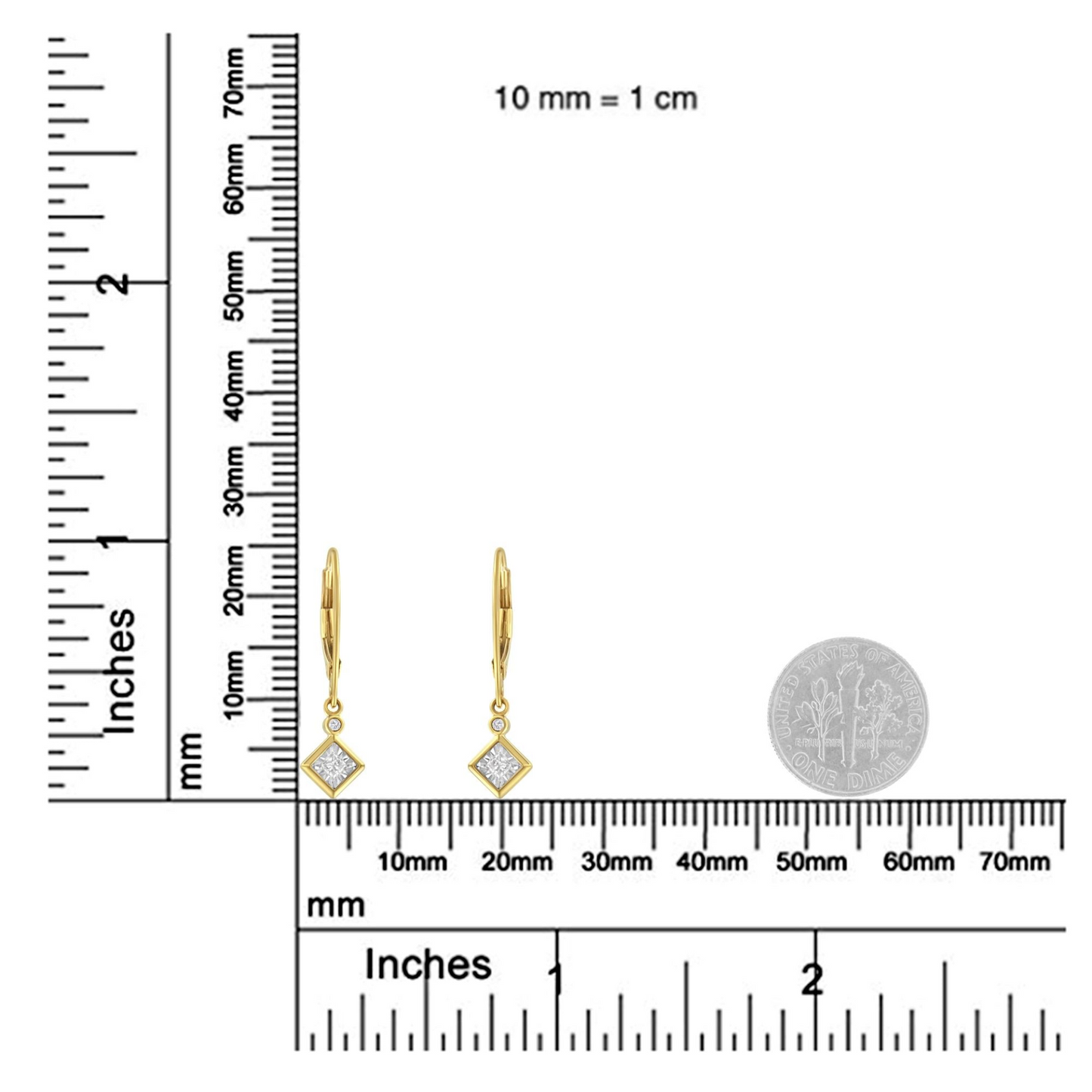 2 Micron 14K Yellow Gold Plating Diamond Dangle Earrings ( 1/3 cttw, J-K Color, I1-I2 Clarity)